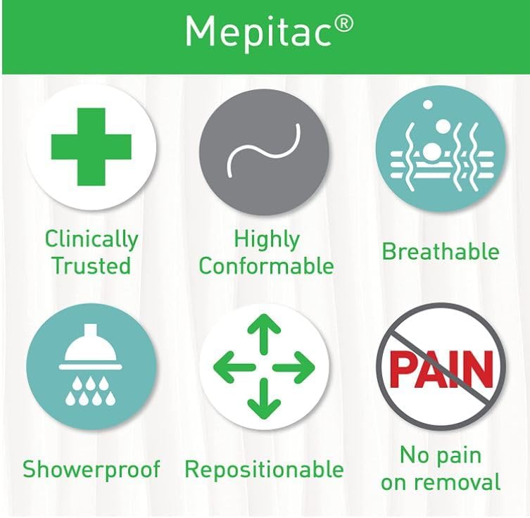 Molnlycke Mepitac 298300 Soft Silicone Tape, 2 cm x 3/0.8 in x 3.3 yd - Image 3